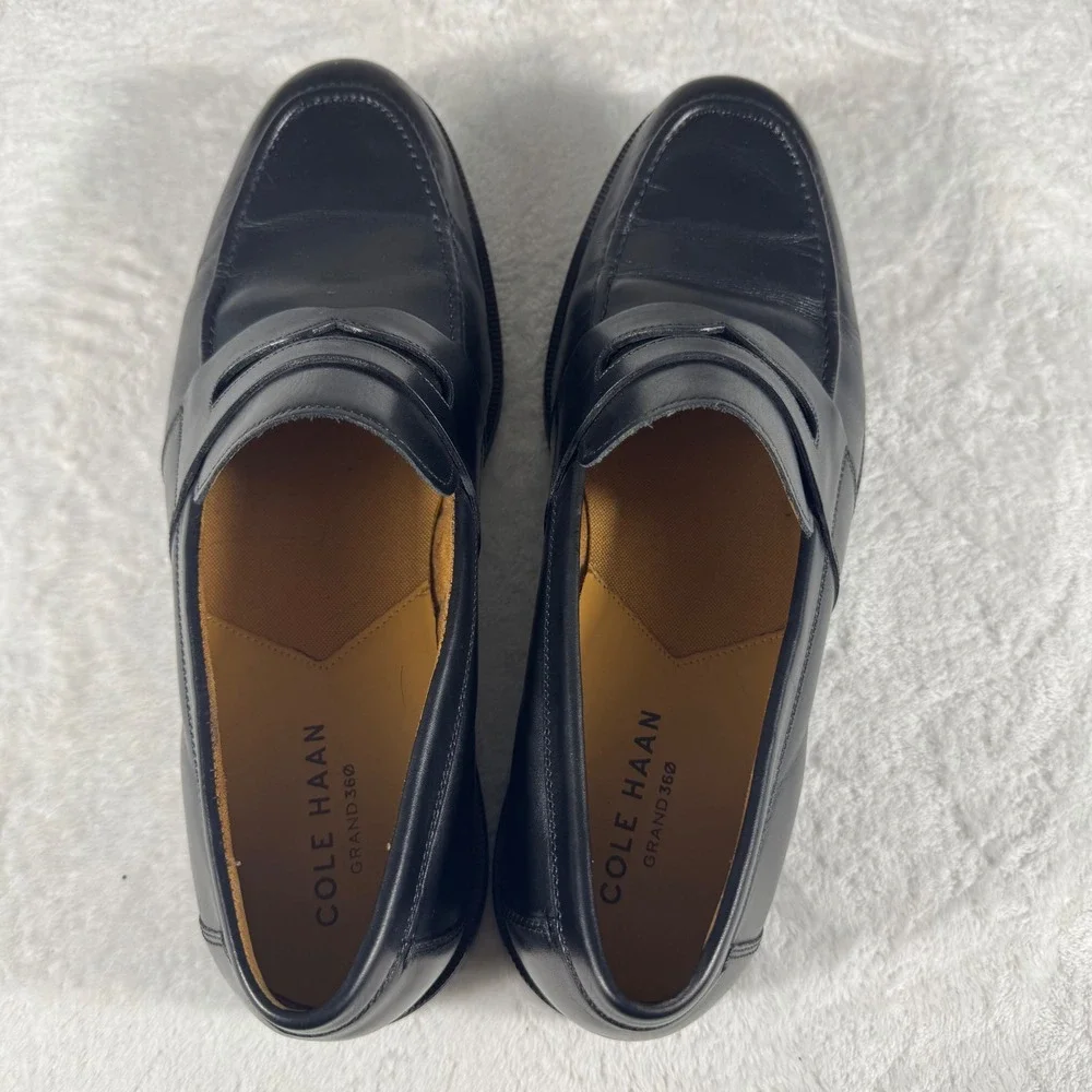 Cole Haan Mens Black Leather Grand 360 Penny Loafers C40257 Dress Shoes 10.5 M
